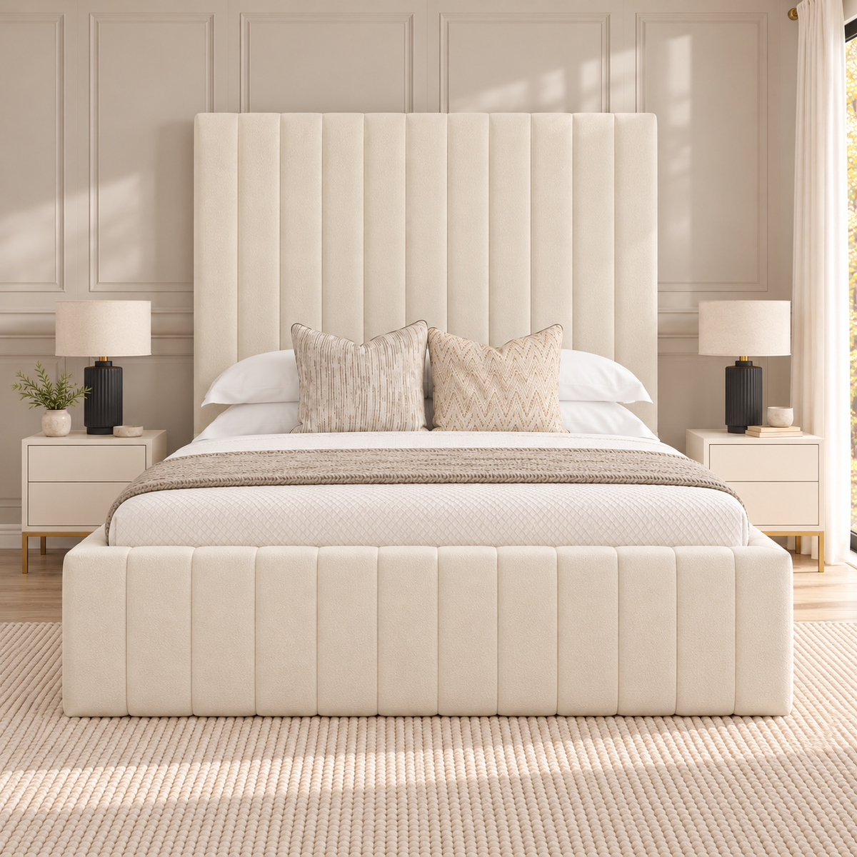Sahara Bed Frame in a luxury bedroom – straight-on front view