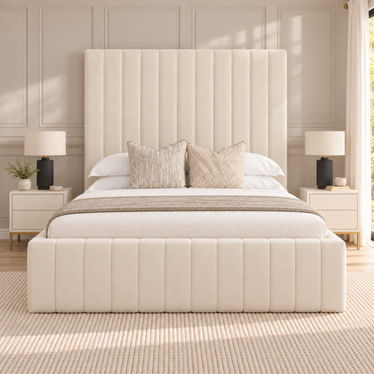 Sahara Bed Frame in a luxury bedroom – straight-on front view