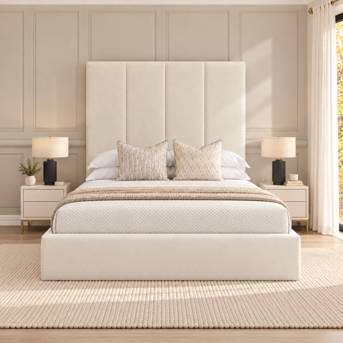 Sydney Bed Frame in a luxury bedroom – straight-on front view