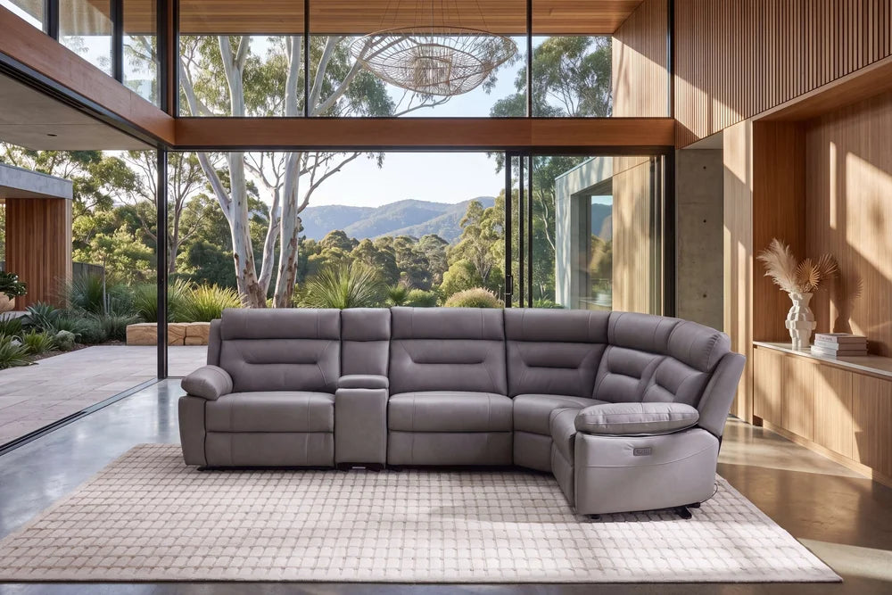 Lucca Power Recliner Modular Leather Corner Sofa