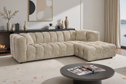 Lugano Beige Chenille Fabric Corner Sofa