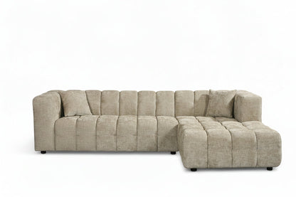 Lugano Beige Chenille Fabric Corner Sofa