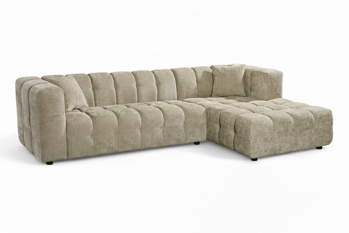 Lugano Beige Chenille Fabric Corner Sofa