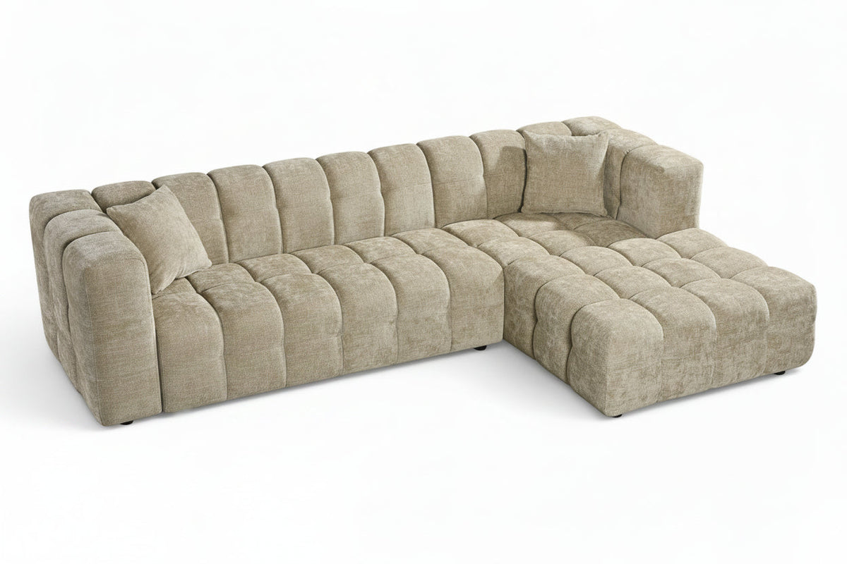 Lugano Beige Chenille Fabric Corner Sofa