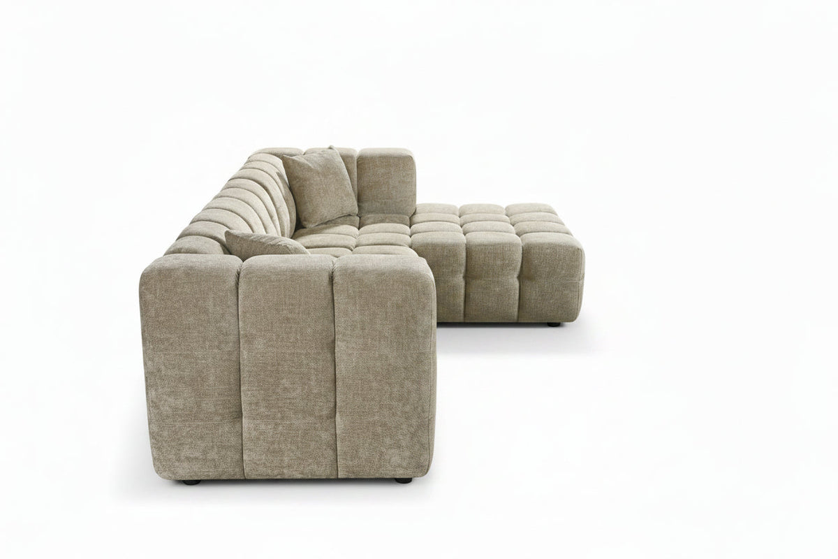 Lugano Beige Chenille Fabric Corner Sofa