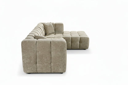 Lugano Beige Chenille Fabric Corner Sofa