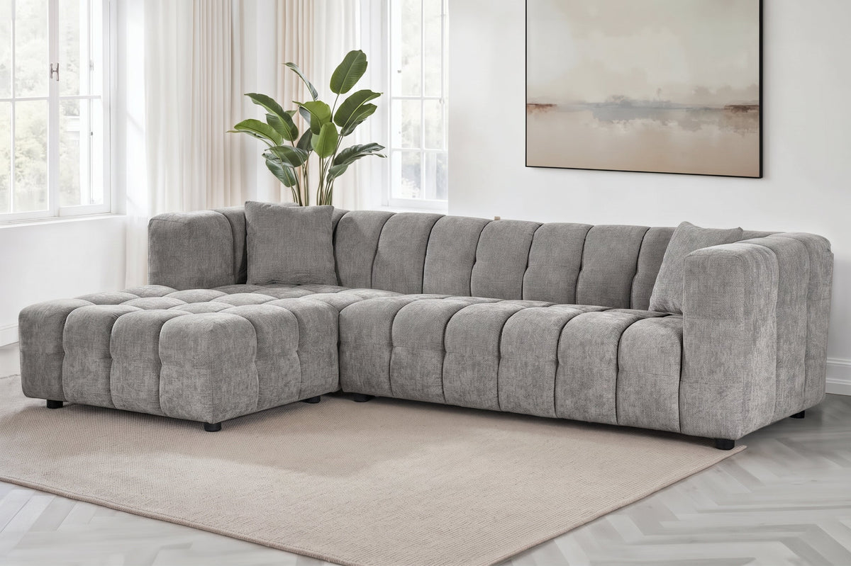 Lugano Grey Chenille Fabric Corner Sofa