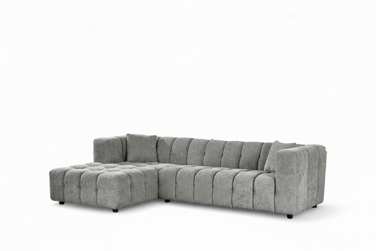 Lugano Grey Chenille Fabric Corner Sofa