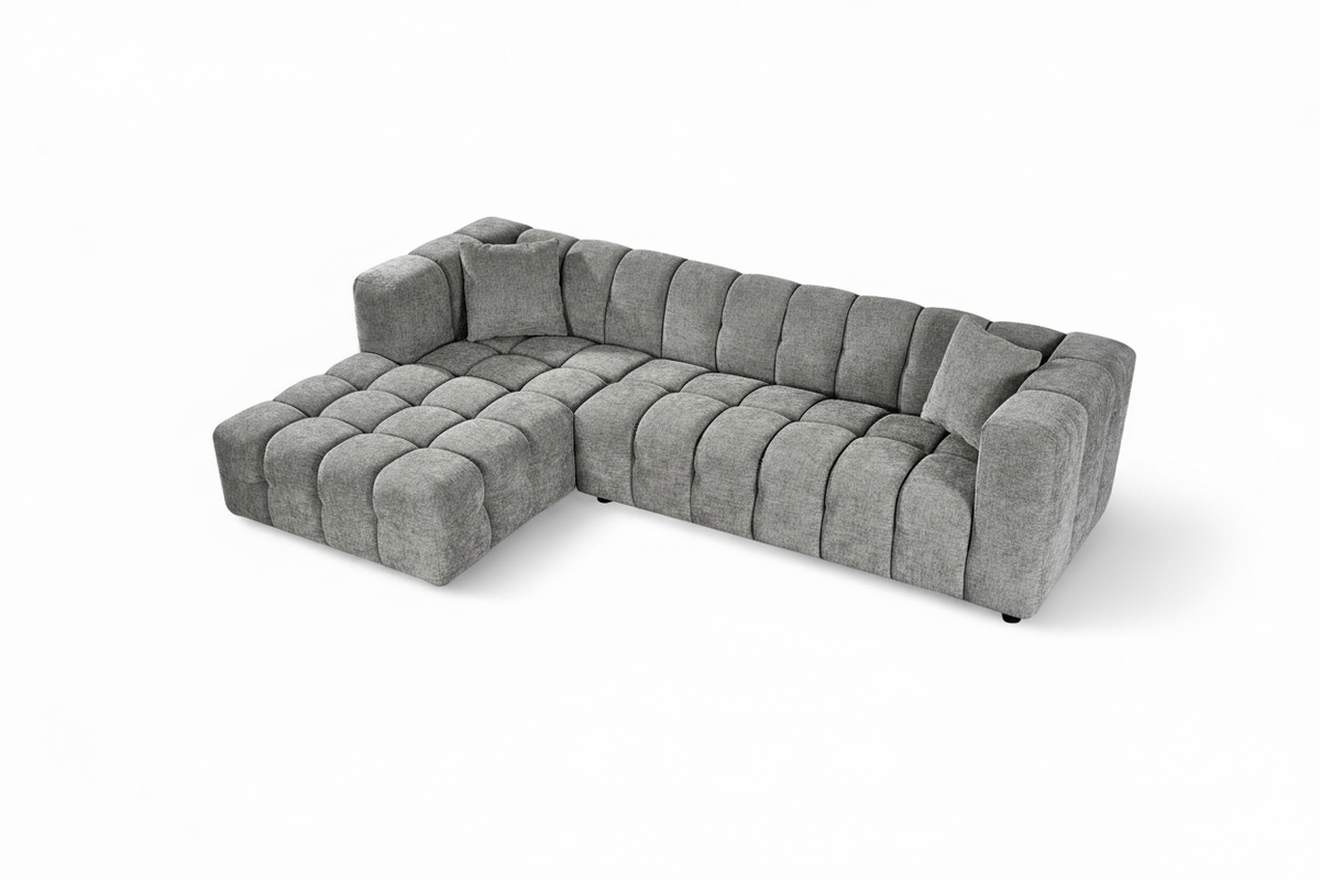 Lugano Grey Chenille Fabric Corner Sofa