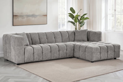 Lugano Grey Chenille Fabric Corner Sofa
