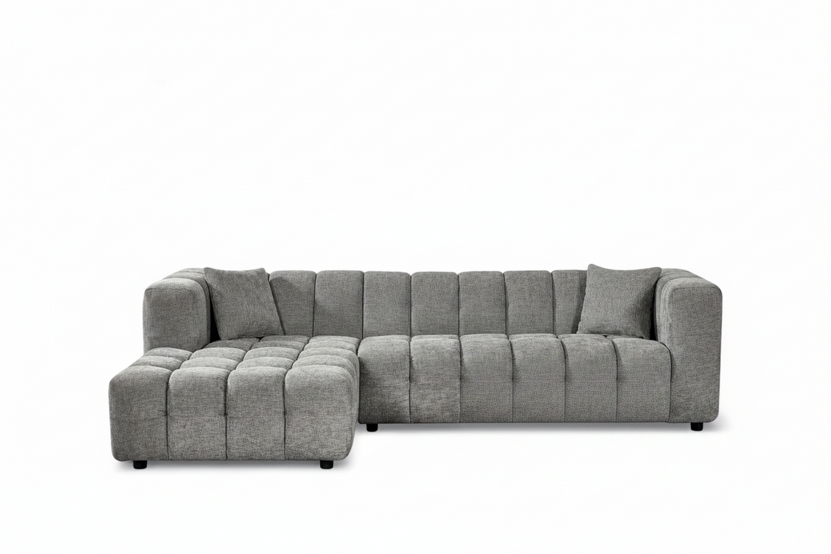 Lugano Grey Chenille Fabric Corner Sofa