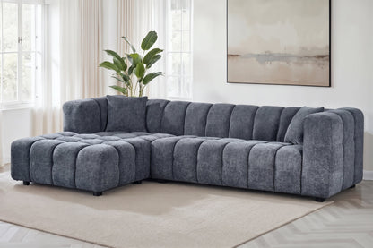 Lugano Pale Blue Chenille Fabric Corner Sofa
