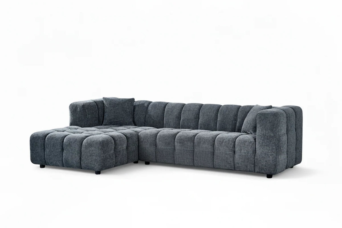 Lugano Pale Blue Chenille Fabric Corner Sofa
