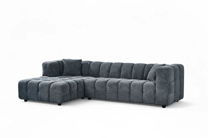 Lugano Pale Blue Chenille Fabric Corner Sofa