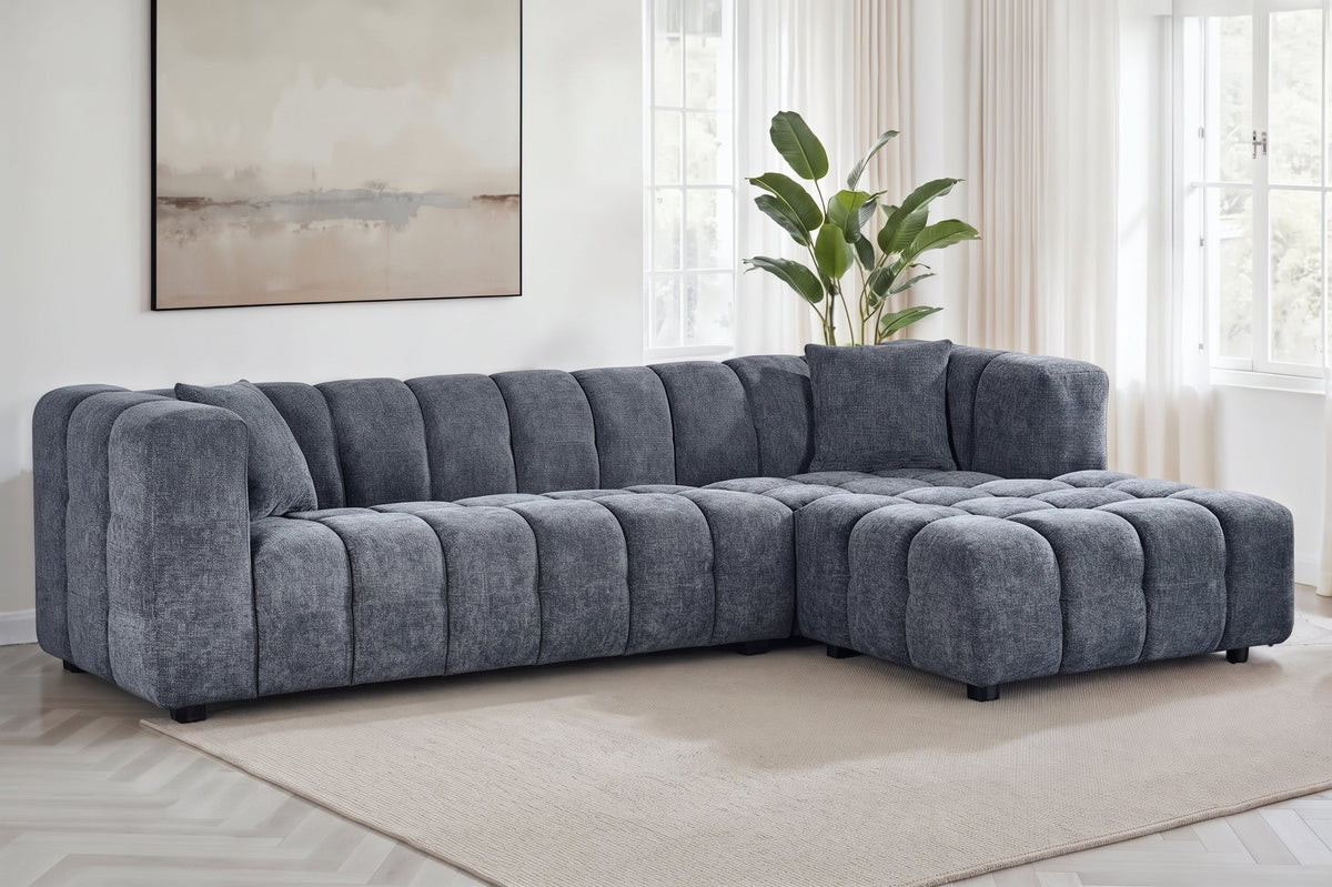 Lugano Pale Blue Chenille Fabric Corner Sofa