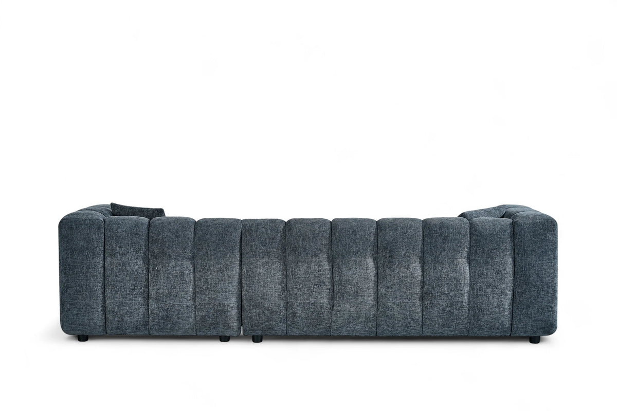 Lugano Pale Blue Chenille Fabric Corner Sofa