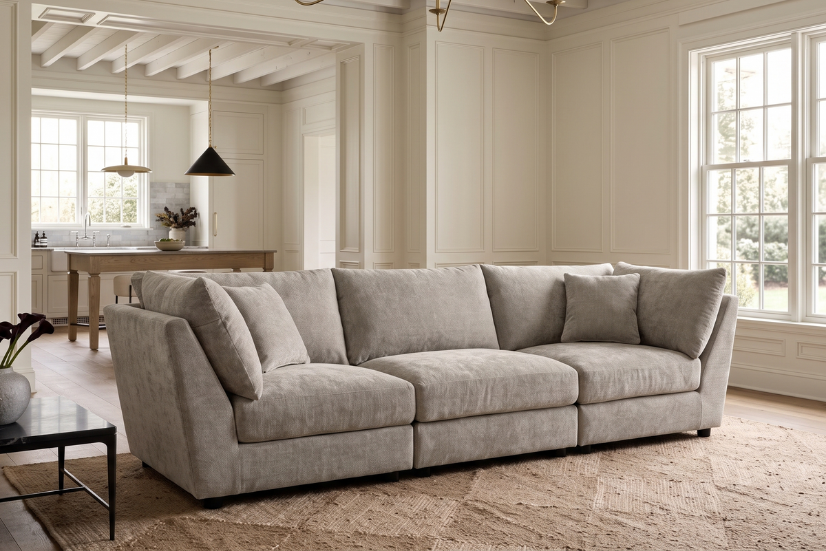 Madelyn 3 Seater Modular Sofa - Beige Chenille – gallery view 1