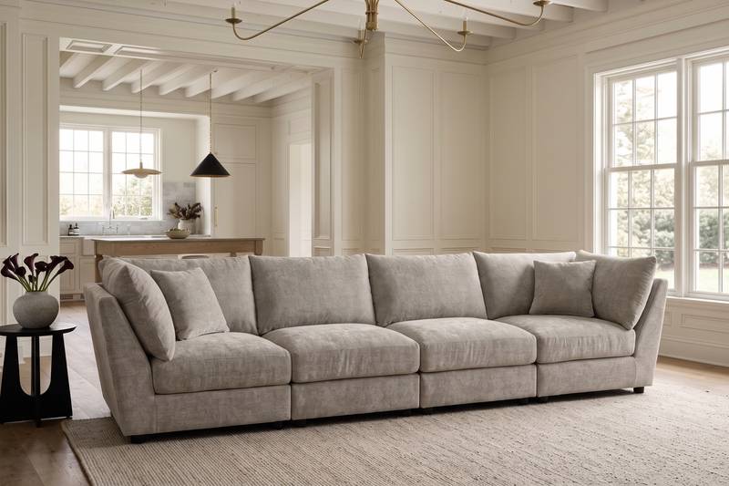 Madelyn 4 Seater Modular Sofa - Beige Chenille