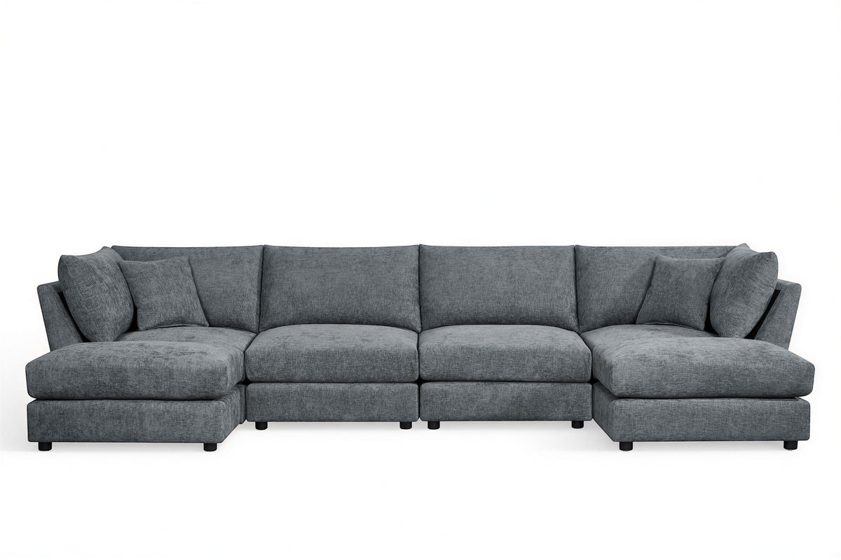 Madelyn 4 Seater Modular Sofa - Blue Chenille – gallery view 3