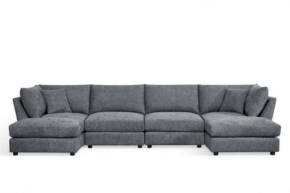 Madelyn 4 Seater Modular Sofa - Blue Chenille – gallery view 3