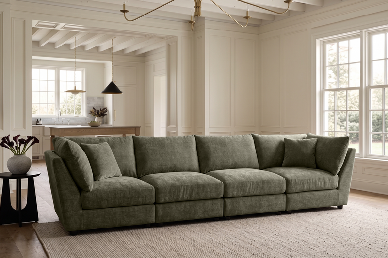 Madelyn 4 Seater Modular Sofa - Green Chenille