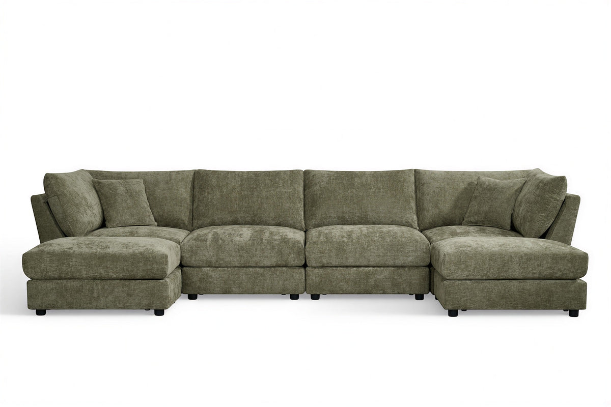 Madelyn 4 Seater Modular Sofa - Green Chenille – gallery view 3