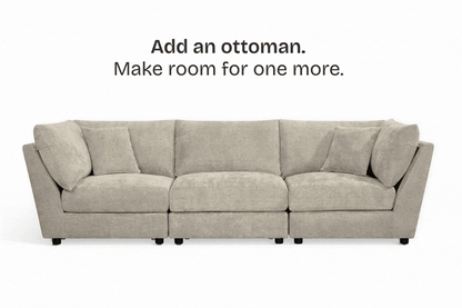 Madelyn 4 Seater Modular Sofa - Beige Chenille – optional ottoman illustration (not included)
