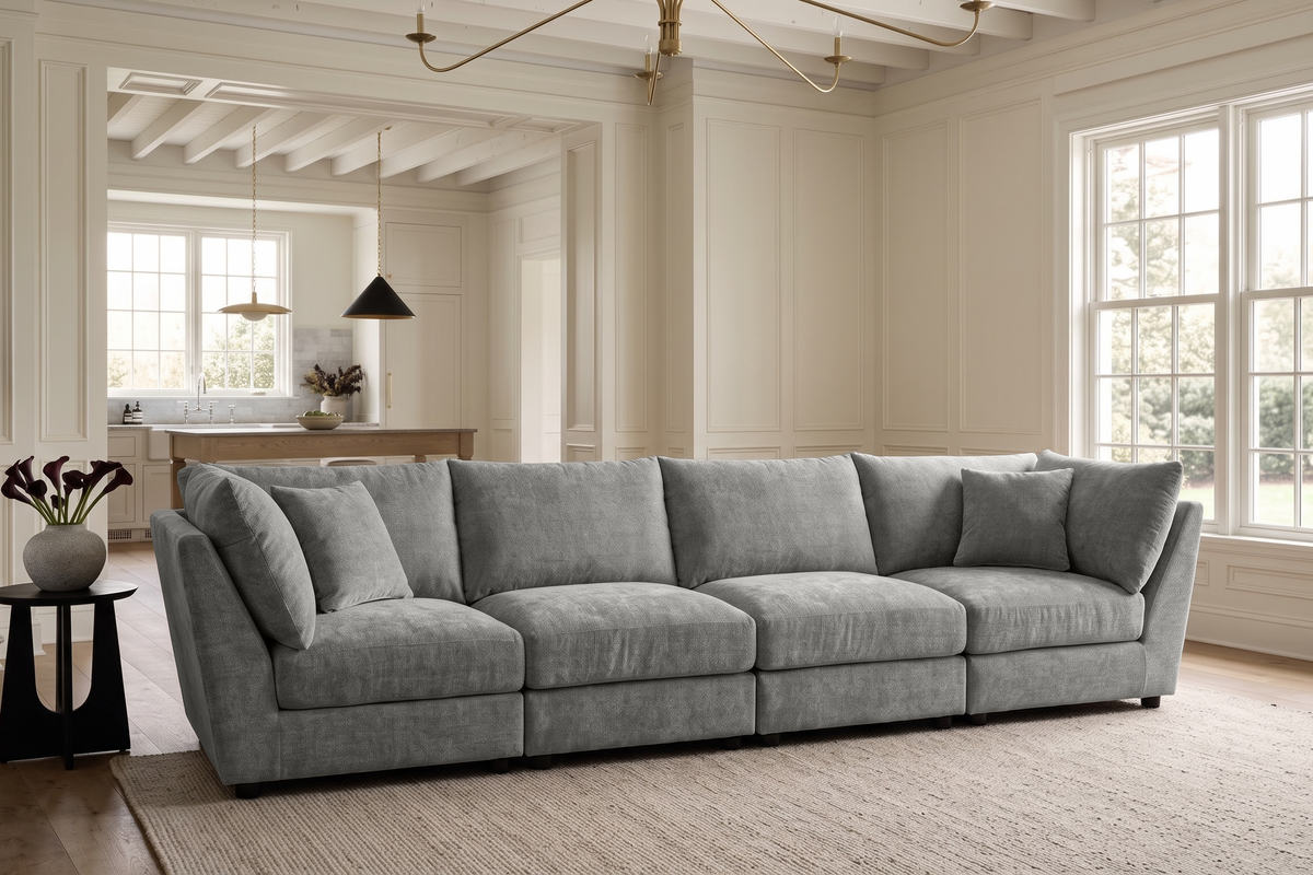 Madelyn 4 Seater Modular Sofa - Grey Chenille – gallery view 1
