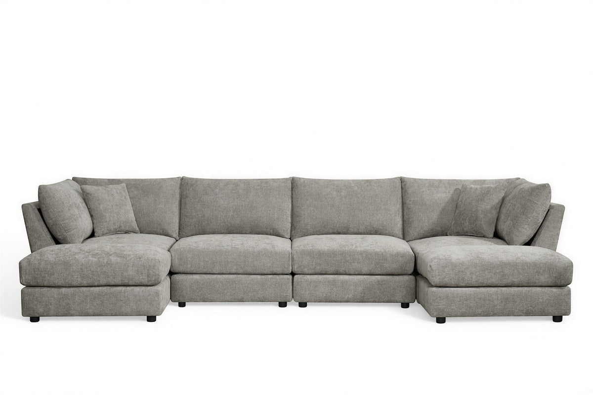 Madelyn 4 Seater Modular Sofa - Grey Chenille – gallery view 3