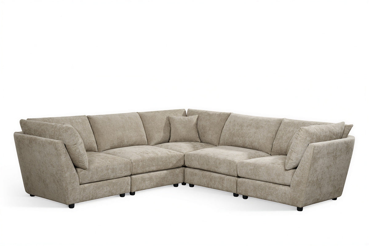Madelyn 5 Seater Modular Corner Sofa - Beige Chenille – gallery view 2