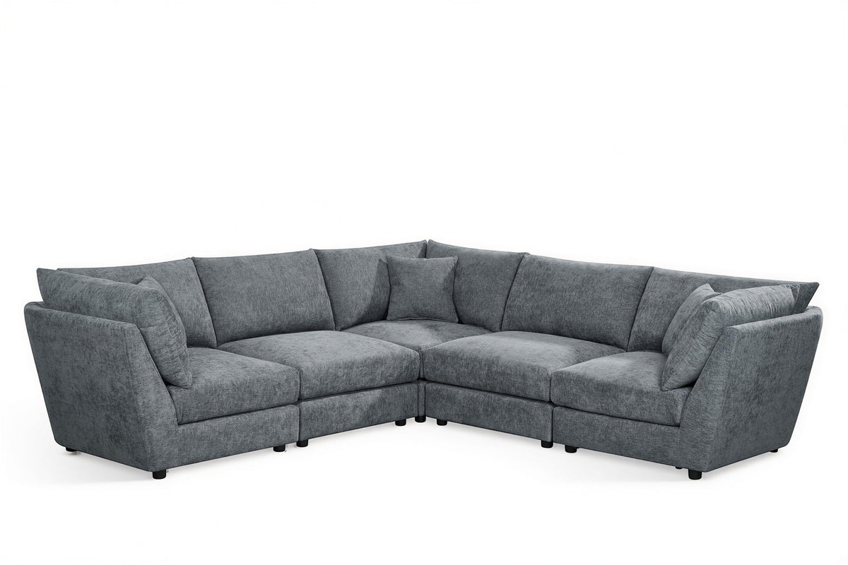 Madelyn 5 Seater Modular Corner Sofa - Blue Chenille – gallery view 2
