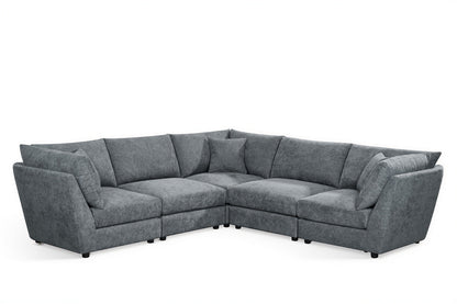 Madelyn 5 Seater Modular Corner Sofa - Blue Chenille – gallery view 2