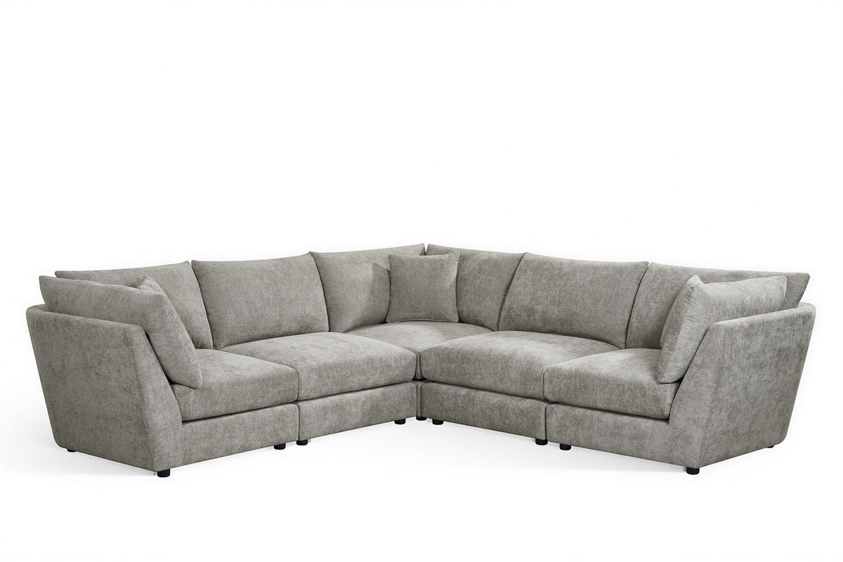Madelyn 5 Seater Modular Corner Sofa - Grey Chenille – gallery view 2