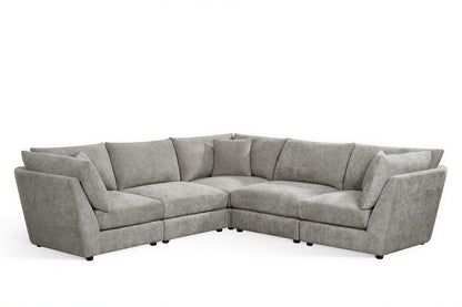 Madelyn 5 Seater Modular Corner Sofa - Grey Chenille – gallery view 2