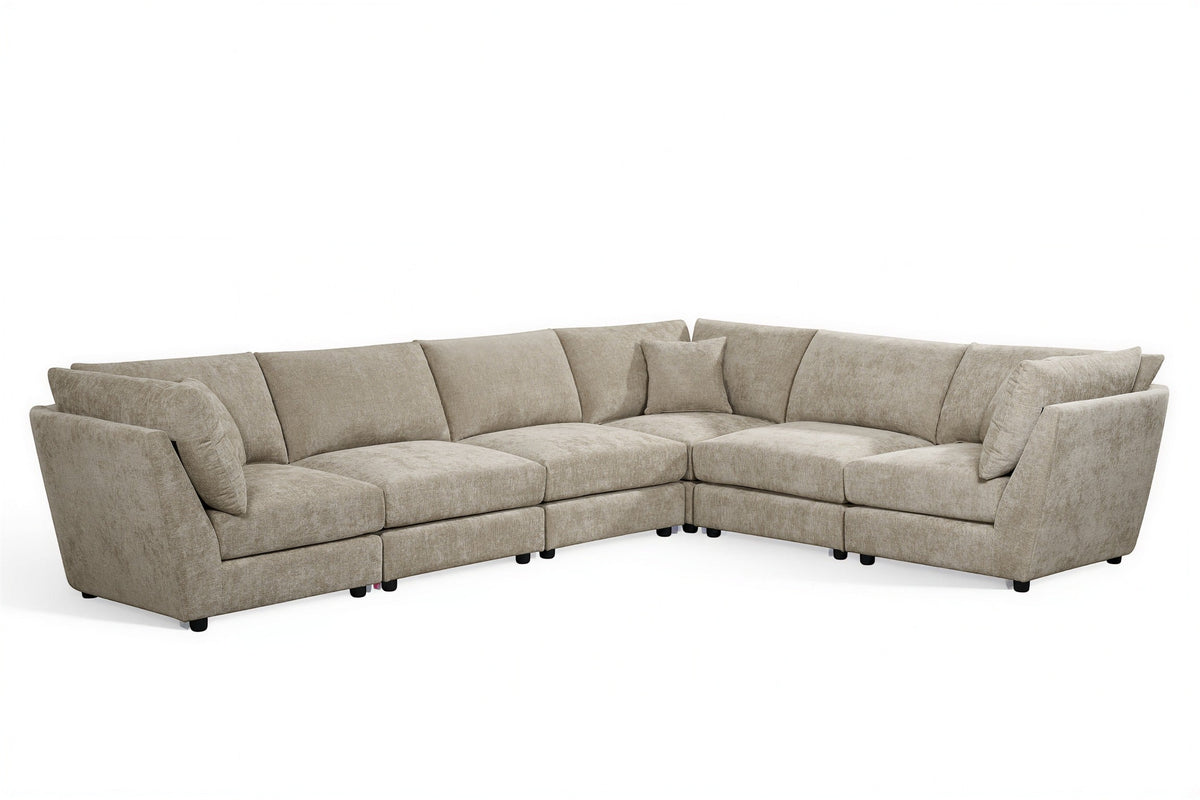 Madelyn 6 Seater Modular Corner Sofa - Beige Chenille – gallery view 2