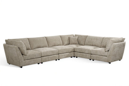 Madelyn 6 Seater Modular Corner Sofa - Beige Chenille – gallery view 2