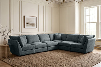 Madelyn 6 Seater Modular Corner Sofa - Blue Chenille – gallery view 1