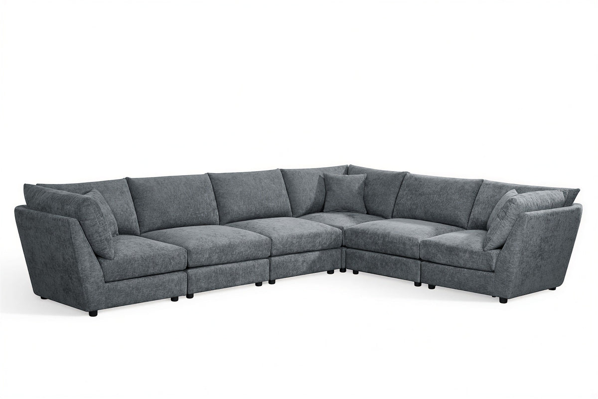 Madelyn 6 Seater Modular Corner Sofa - Blue Chenille – gallery view 2