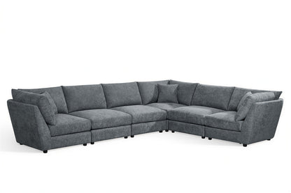Madelyn 6 Seater Modular Corner Sofa - Blue Chenille – gallery view 2