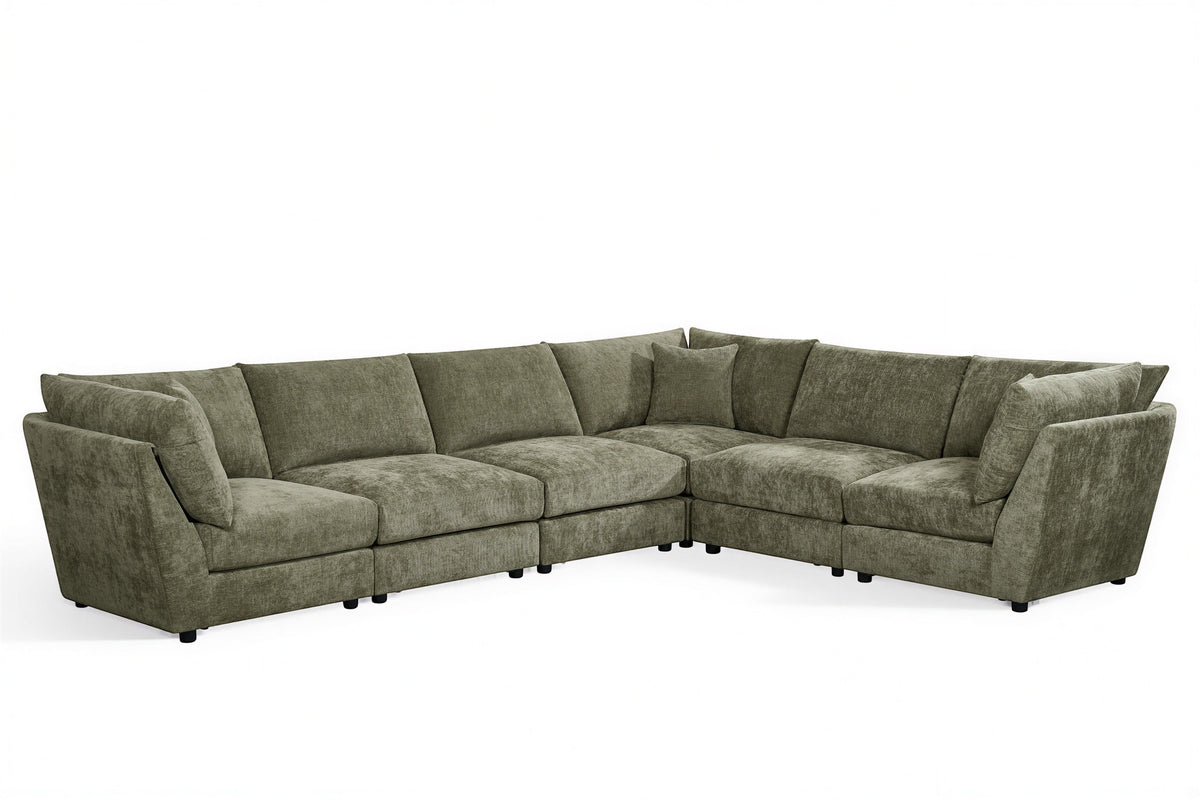 Madelyn 6 Seater Modular Corner Sofa - Green Chenille – gallery view 2