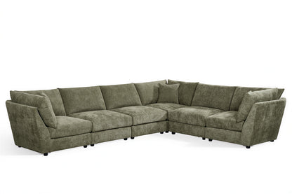 Madelyn 6 Seater Modular Corner Sofa - Green Chenille – gallery view 2