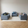 Marlow Sofa Grey 3+2+1 Set in a styled living room