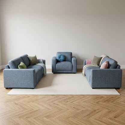 Marlow Sofa Grey 3+2+1 Set in a styled living room