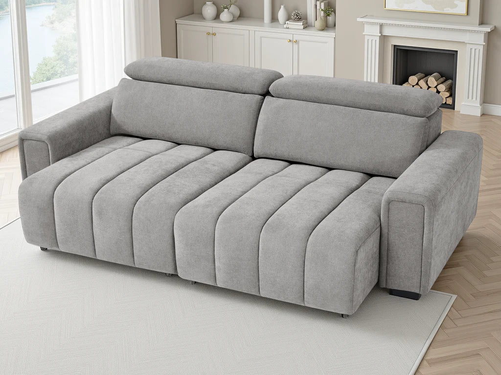 Grey Molly electric sofa bed with both seats extended