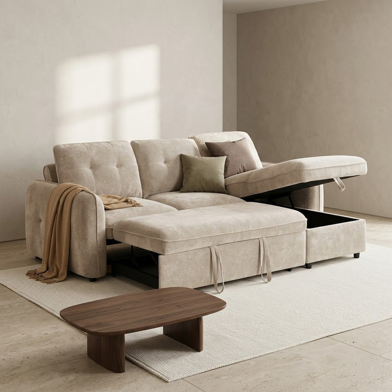 Moscow Universal Corner Sofabed With Storage - Beige
