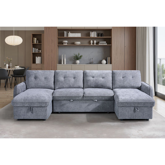 Moscow U Shaped Storage Sofa Bed - Grey