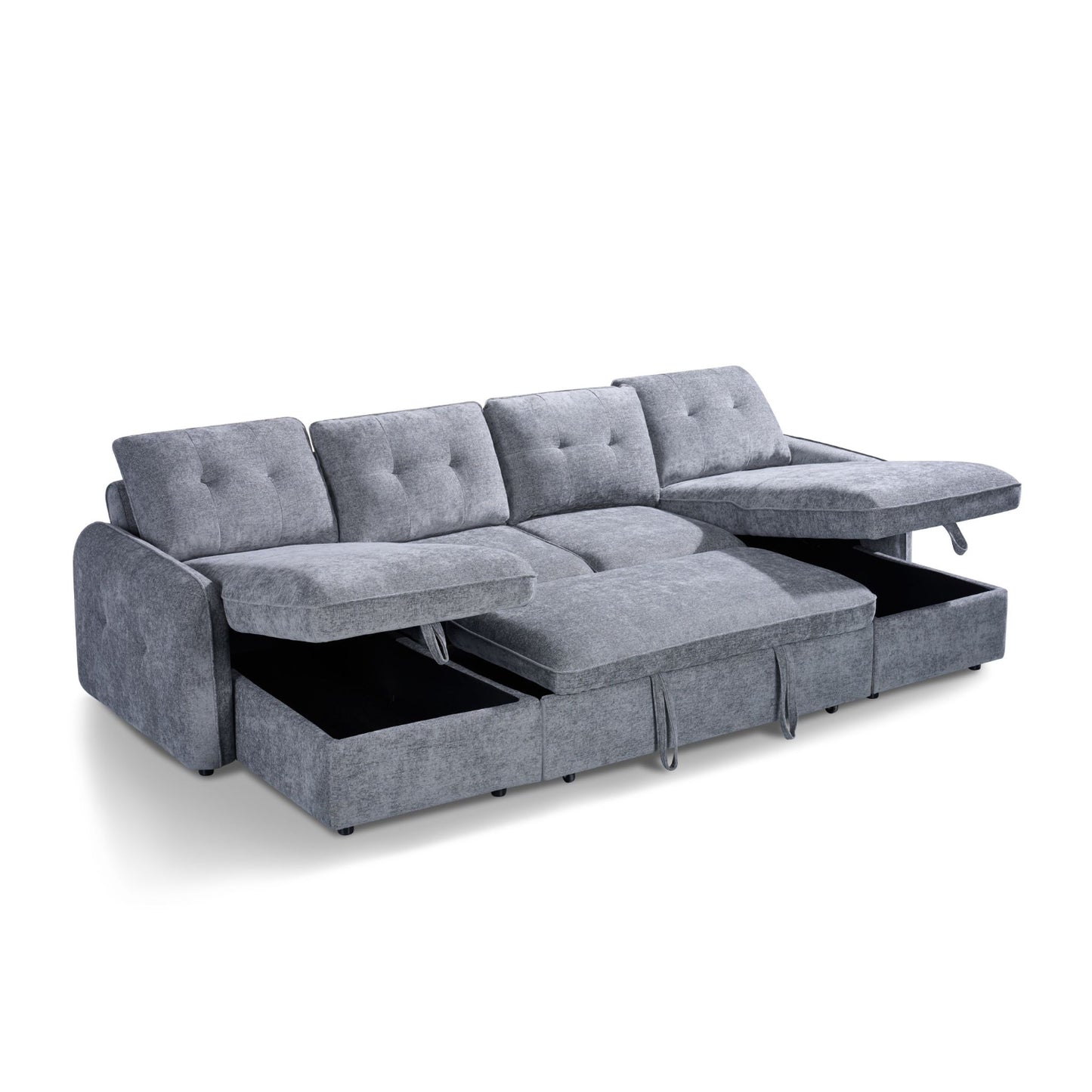 Moscow U Shaped Storage Sofa Bed - Grey