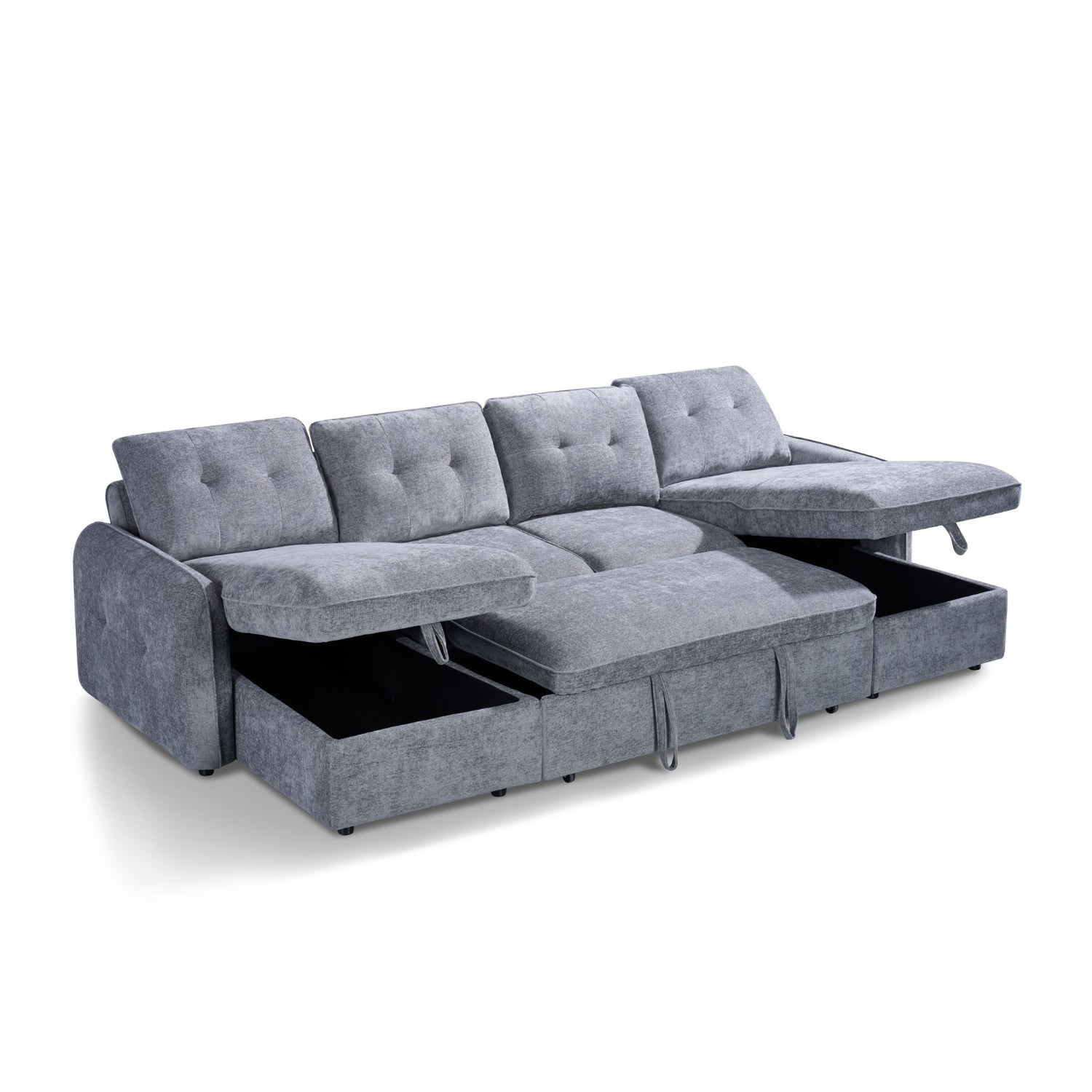 Moscow U Shaped Storage Sofa Bed - Grey