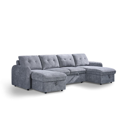Moscow U Shaped Storage Sofa Bed - Grey