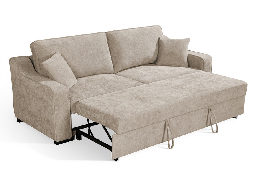 Nathan Beige Chenille Fabric 3 Seater Sofabed